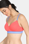 Zivame Sporty Twist Padded Non Wired 3/4th Coverage T-Shirt Bra - Georgia Peach — thumbnail 3